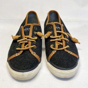 Sperry Top-Sider Women's Seacost Dark Gray Wool-Blend Slip On Flat Boat Shoes 9M